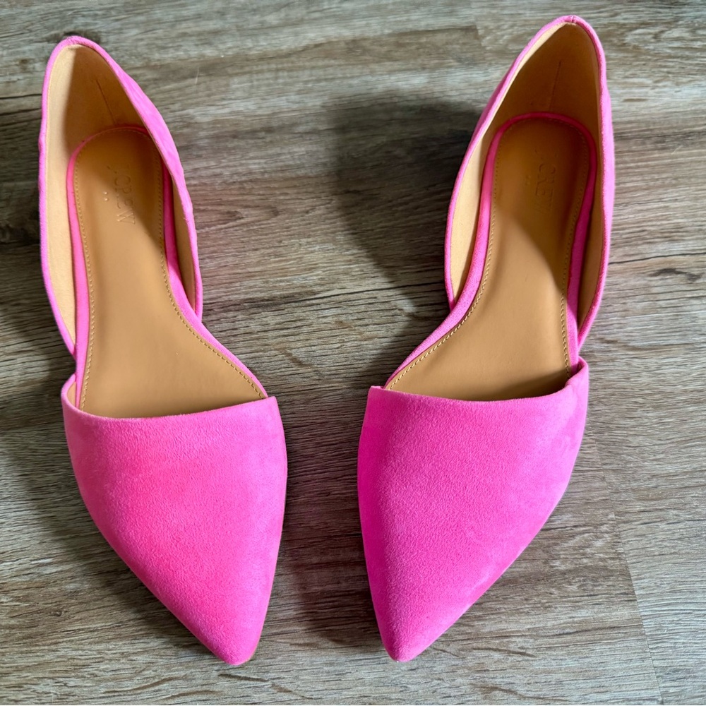 J. Crew Factory Pink Pointed Toe D'Orsay Flats